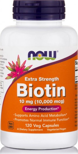 Now Biotin 10 mg (10,000 mcg),120 Vcaps