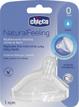 Chicco Θηλή Σιλικόνης Natural Feeling Αργη Ροή 0m+ (1Τμχ.) 81011-10