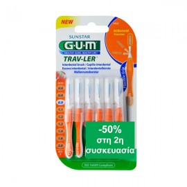 Gum Trav-ler Interdental Brush 1412 Μεσοδόντιο Βουρτσάκι 0,9mm Πορτοκαλί 2 x 6 τεμάχια