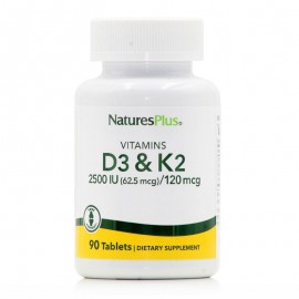 Natures Plus Vitamin D3 2500iu & K2 120mcg 90 ταμπλέτες