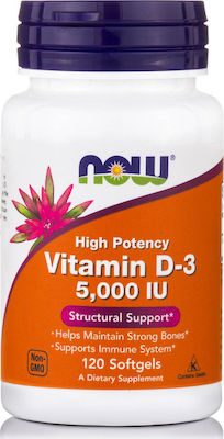 Now Vitamin D3 5.000 IU High Potency 120 softgels