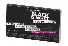 Curaprox Black is White Chew to the Beat Τσίχλα με ενεργό άνθρακα & γεύση λεμόνι - μέντα, 12 τεμάχια
