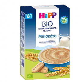 HiPP BIO Κρέμα Δημητριακών με Γάλα & Μπισκότο από τον 6ο Μήνα 250gr