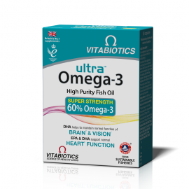 Vitabiotics Ultra Omega-3 Super Strength 60% Υψηλής Καθαρότητας Ιχθυέλαιο 60 κάψουλες