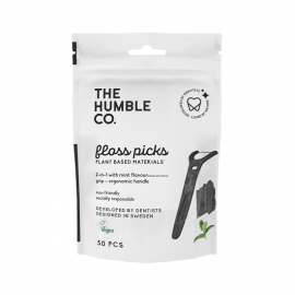 The Humble Co. Dental Floss Charcoal Picks Grip Handle - 50 Pcs