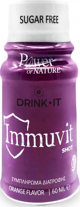 Power Health Drink It Immunvit Shot Συμπλήρωμα Διατροφής με γεύση Πορτοκάλι, 60ml