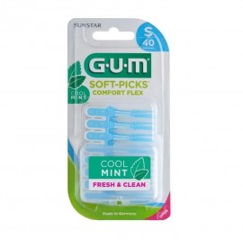 GUM Soft-Picks Comfort Flex Cool Mint 669 Μεσοδόντια Βουρτσάκια με Λαβή Small Γαλάζια 40τμχ