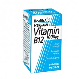 Health Aid  Vitamin B12 1000μG Συμπλήρωμα Διατροφής για Καλή Λειτουργία του Νευρικού Συστήματος 50 Ταμπλέτες