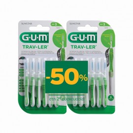 Gum Promo Pack 1414 Trav-Ler Interdental Brush Μεσοδόντια Βουρτσάκια Χρώμα Πράσινο 1,1 Κωνικό 6 τεμ.