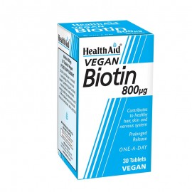 Health Aid Biotin 800mg Συμπλήρωμα Ενίσχυσης για Μαλλιά , Δέρμα & Νύχια 30 ταμπλέτες