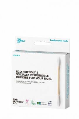 The Humble Co. Natural Cotton Swabs White Μπατονέτες από Μπαμπού & Βαμβάκι Λευκό Χρώμα, 100 τμχ