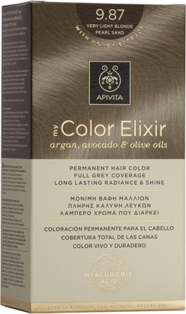 Apivita My Color Elixir No9.87 Ξανθό Πολύ Ανοιχτό Περλέ Μπέζ Κρέμα Βαφή Σε Σωληνάριο 50ml & Ενεργοποιητής Χρώματος 75ml