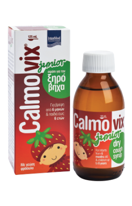 INTERMED Calmovix Junior Σιρόπι για Ξηρό Βήχα για Βρέφη από 6μηνών & Παιδιά ως 6ετών Γεύση Φράουλα 125ml