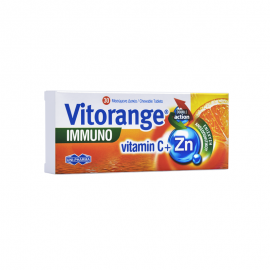 Uni-pharma Vitorange Immuno Vitamin C + Zn 30 Μασώμενες Ταμπλέτες