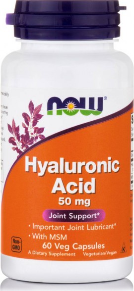 Now Hyaluronic Acid 50 mg, w/ MSM 60 Vcaps