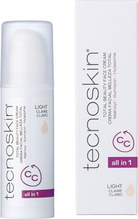 Tecnoskin Total Beauty Face Cream Light, Αντιρυτιδική Κρέμα Προσώπου Αll in Οne SPF30 - Light Aπόχρωση 50ml