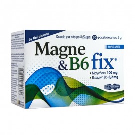 Uni-Pharma Magne & B6 fix Συμπλήρωμα Διατροφής Μαγνησίου & Βιταμίνη Β6 30 Φακελίσκοι