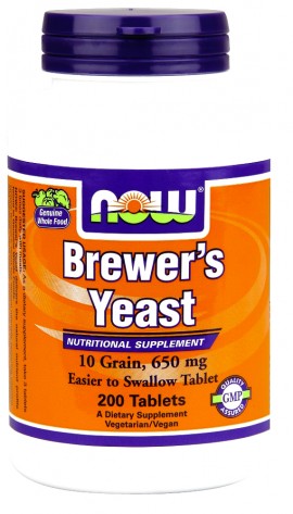 Now Brewers Yeast​ 650 mg, 10 Grain (Vegetarian) 200 tabs 