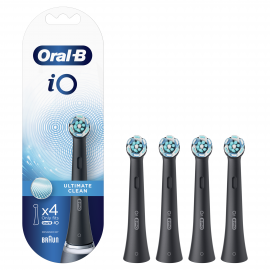 Oral-B iO Ultimate Clean Mαύρες Ανταλλακτικές Κεφαλές Ηλεκτρικής Οδοντόβουρτσας, 4 τμχ