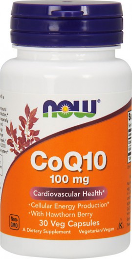 Now Co Q10 100 mg with Hawthorn Berry Vegetarian 30 Vcaps