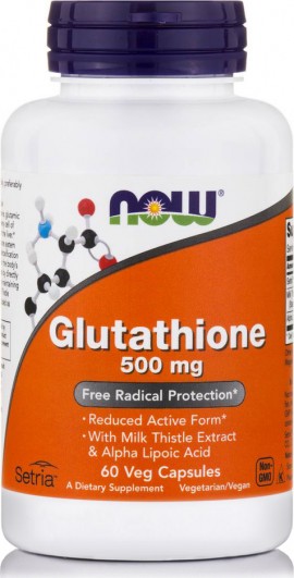 Now Glutathione 500 mg, w/ Silymarin & ALA 60 vcaps