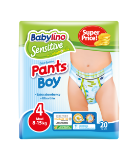 Babylino Sensitive Pants Boy με Χαμομήλι Μέγεθος 4 maxi 8 -15kg 20τεμ