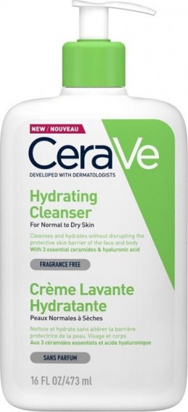 Cerave Hydrating Cleanser Κρέμα Καθαρισμού για Κανονικό έως Ξηρό Δέρμα, 473ml