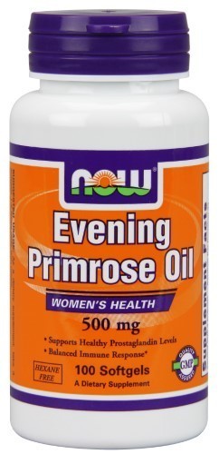 Now Evening Primrose Oil 500 mg, w/ GLA 100 softgels
