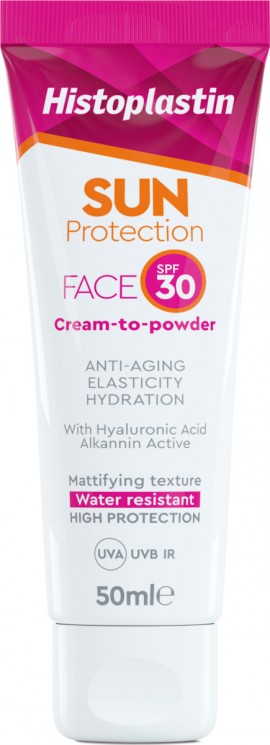 Histoplastin Sun Protection Face Cream to Powder SPF30 Αντηλιακή Κρέμα Προσώπου Χωρίς Χρώμα 50ml