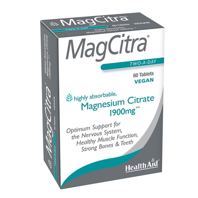 Health Aid MagCitra 1900mg Συμπλήρωμα Διατροφής με Κιτρικό Μαγνήσιο για το Νευρικό Σύστημα 60 ταμπλέτες