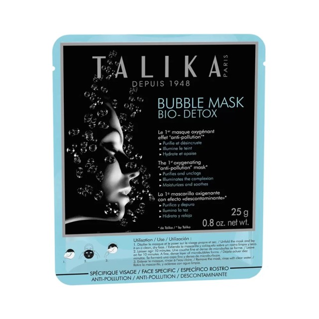 Talika Bubble Mask Bio Detox Αποτοξινωτική Μάσκα Καθαρού Οξυγόνου 25gr