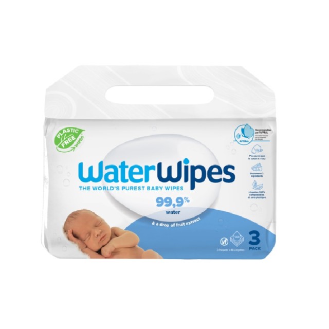 WaterWipes Άοσμα Μωρομάντηλα με 99.9% Νερό για Ηλικίες 0+ 144 Μαντηλάκια (3πακX48τεμ)