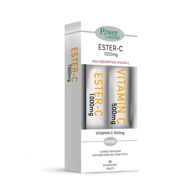 Power Of Nature Ester C 1000mg 20 αναβράζοντα δισκία & Vitamin C 500mg 20 αναβράζοντα δισκία