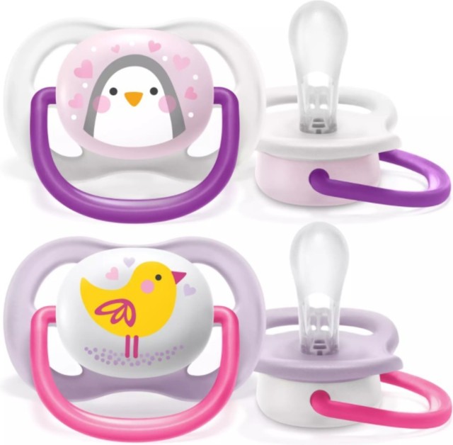 Avent Ultra Air Pacifier Σιλικόνης Purple/Pink 0-6m 2τμχ