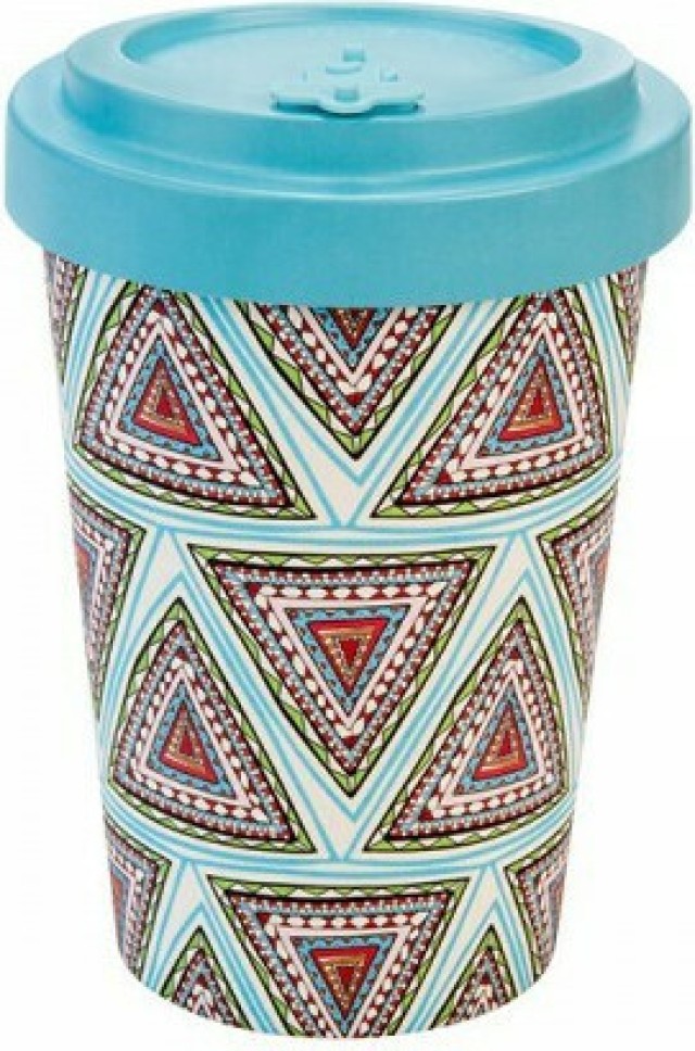 Woodway Ποτήρι από Bamboo με καπάκι AZTEC BLUE 400 ml