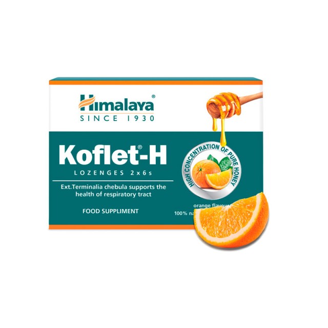 Himalaya Koflet-H Παστίλιες Για Τον Βήχα Και Τον Λαιμό Με Γεύση Πορτοκάλι 12 Τεμάχια