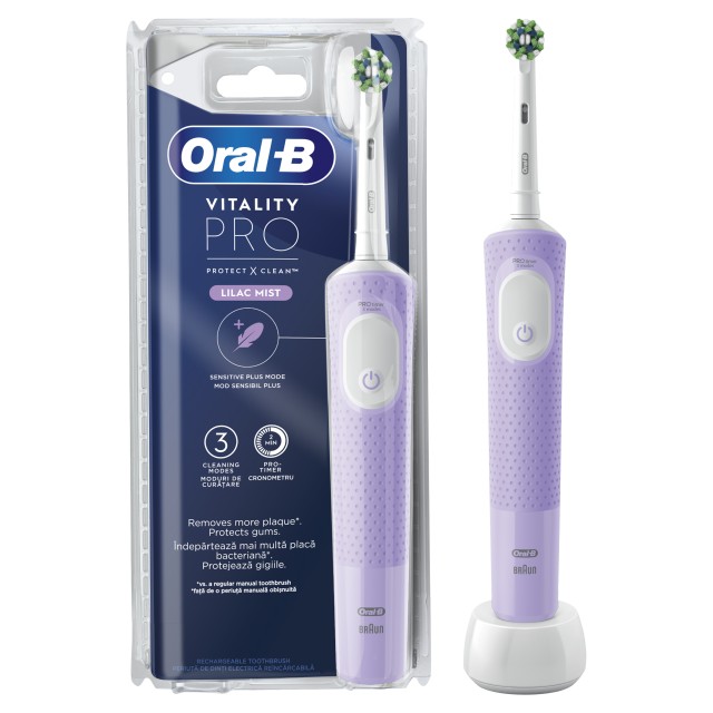 Oral-B Ηλεκτρική Οδοντόβουρτσα Vitality Pro Lilac Mist Μωβ Χρώμα, 1τεμ