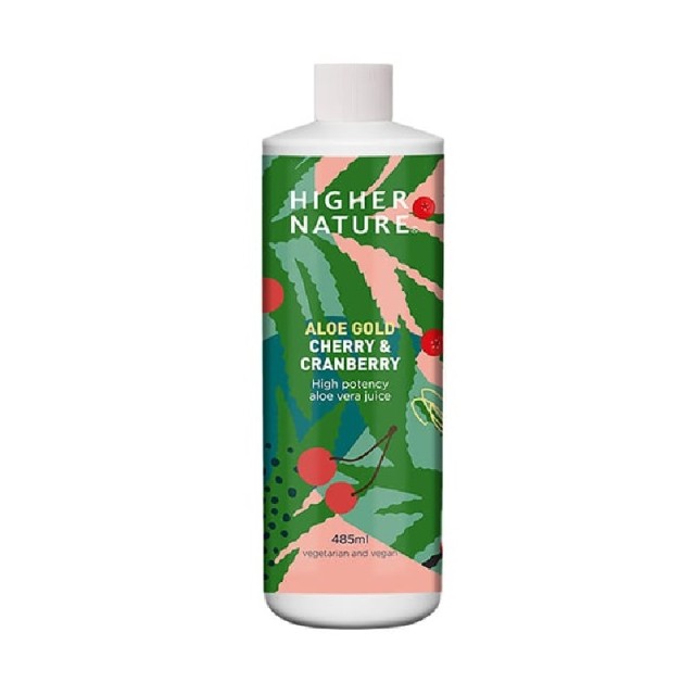 Higher Nature Aloe Gold Cherry & Cranberry Χυμός Βιολογικής Αλόης , 485ml