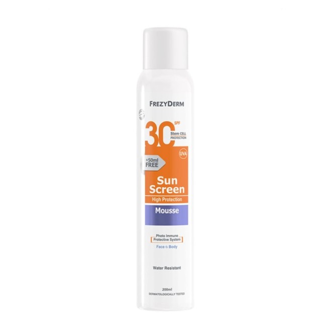 Frezyderm Sunscreen Mousse Αντηλιακός Αφρός Προσώπου Σώματος SPF30,  200ml