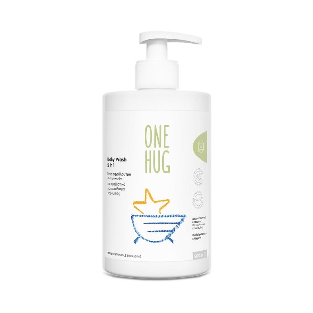 One Hug Baby Wash 2in1 Ήπιο Βρεφικό Αφρόλουτρο & Σαμπουάν σε Μορφή Gel 500ml