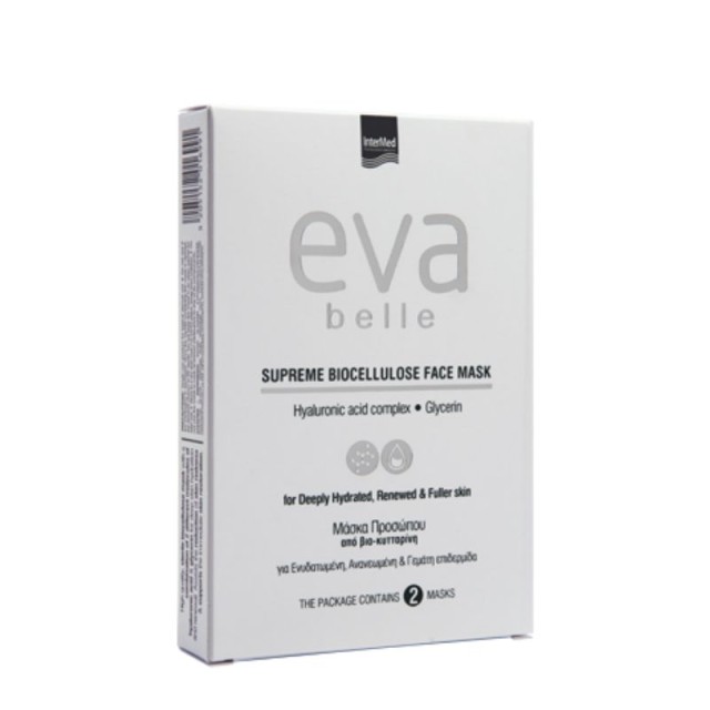 Intermed Eva Belle Supreme Biocellulose Face Mask, Μάσκα Προσώπου 2x15ml