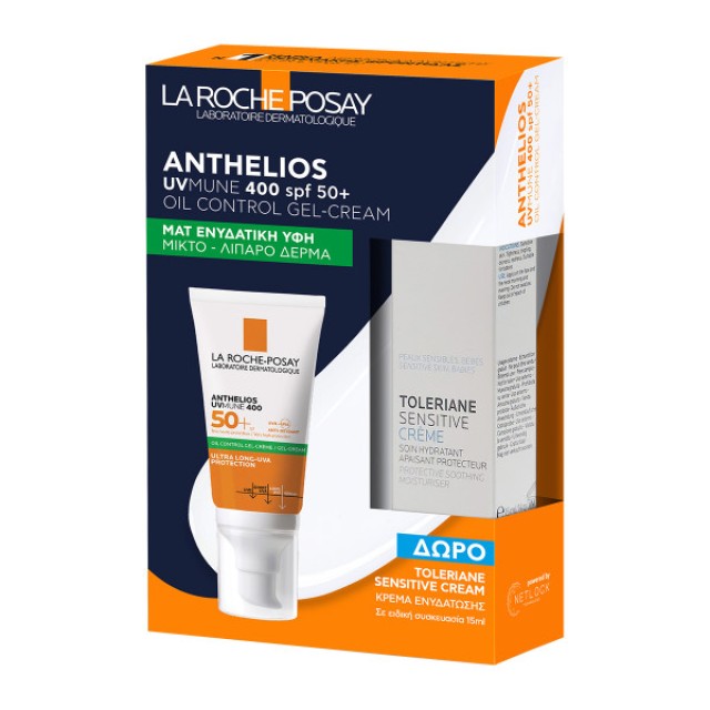 La Roche-Posay Promo Pack Anthelios UVMUNE 400 Oil Control Gel Cream SPF50+ Αντηλιακή Κρέμα Προσώπου 50ml & ΔΩΡΟ Ενυδατική Κρέμα Toleriane Sensitive 15ml