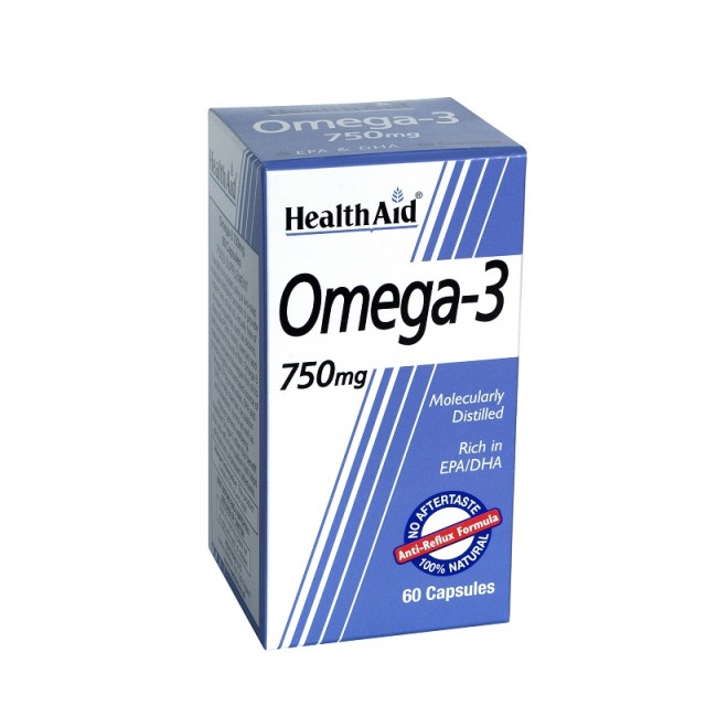 Health Aid Omega 3 750mg Συμπλήρωμα Διατροφής για την Καλή Λειτουργία της Καρδιάς & τον Έλεγχο της Χοληστερίνης 60 κάψουλες