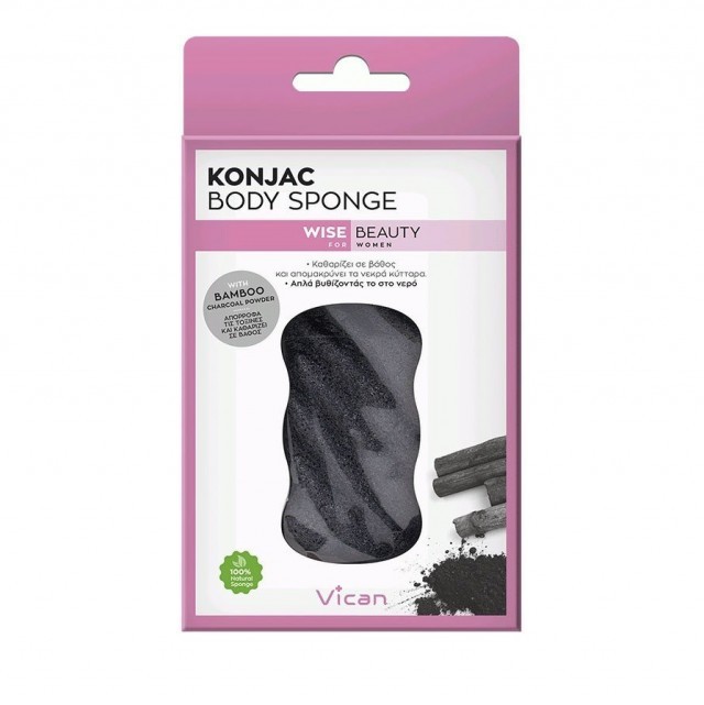 Vican Wise Beauty - Konjac Body Sponge Bamboo Charcoal Powder 1 τμχ