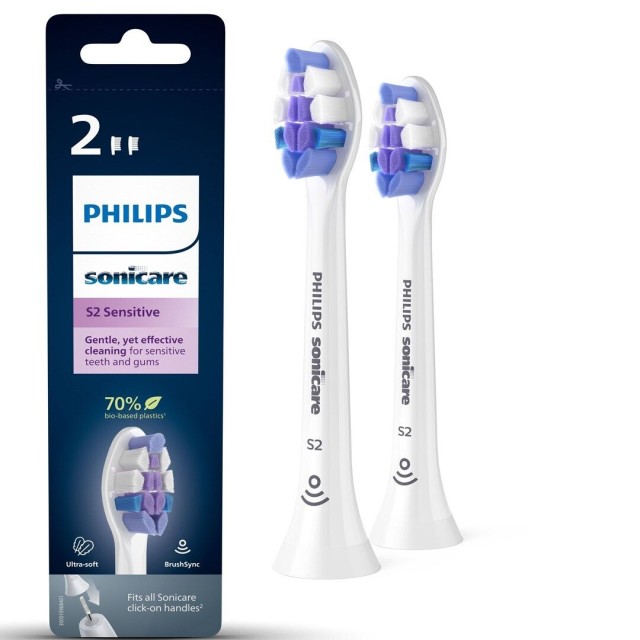 Philips Sonicare Sensitive White Ανταλλακτικές Κεφαλές για Ηλεκτρική Οδοντόβουρτσα Λευκό Χρώμα HX6052/10 2τμχ