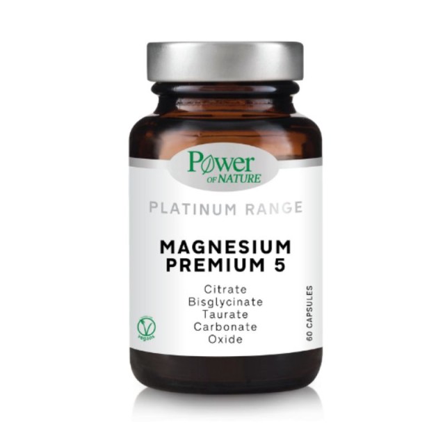 Power Of Nature Platinum Magnesium Premium 5 Συμπλήρωμα Διατροφής για το Μυϊκό & Νευρικό Σύστημα 60caps