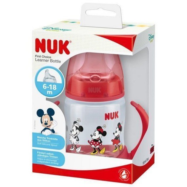 NUK FIRST CHOICE Μπιμπερό εκπαίδευσης Κόκκινο Disney Minnie 150ml Με μαλακό ρύγχος σιλικόνης 6-18m (10.743.455)