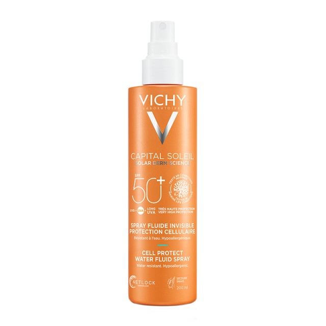 Vichy Capital Soleil Cell Protect Water Fluid Spray SPF30 Αντηλιακό Spray Mε Λεπτόρρευστη Υφή Για Το Σώμα, 200ml