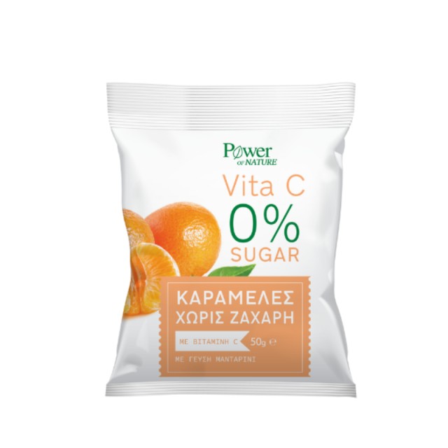 Power Of Nature Καραμέλες Vita C 0% Sugar Χωρίς ζάχαρη – Με βιταμίνη C 50gr