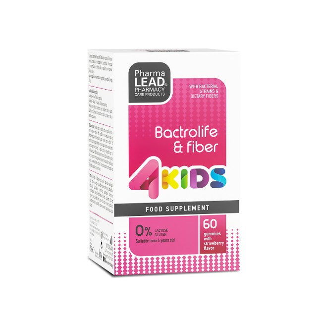 Pharmalead Bactrolife & Fiber 4kids Προβιοτικά με γεύση Φράουλα 60 ζελεδάκια